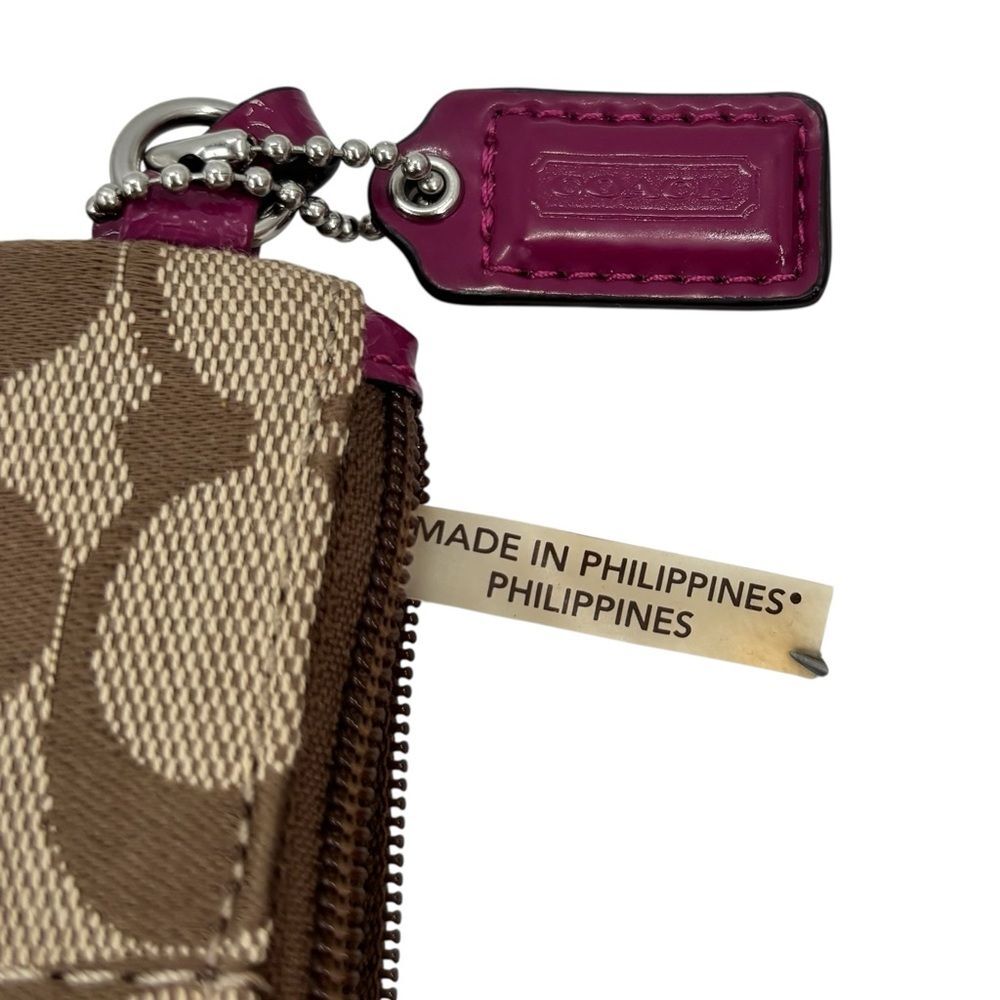 Coach Signature Wristlet Khaki/Passion Berry - Picture 6 of 8